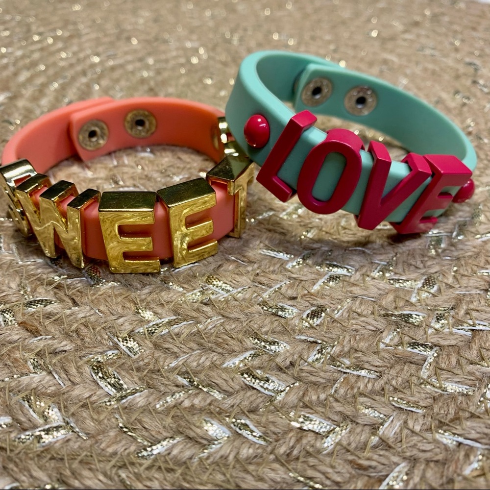 CLOSET SALE BCBG Affirmations slide letter bracelet set: LOVE, SWEET